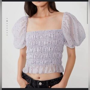 Zara Polka-dot Printed Lightweight Sheer Crop Top Size Small